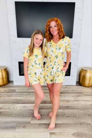 PREORDER Shirley Pajama Set | Tee & Shorts | Lemon - shipping mid April