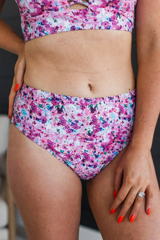 *FINAL SALE* Bask In The Sun Floral | Mid-Rise Bikini BOTTOM | Plum Floral