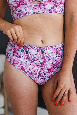 *FINAL SALE* Bask In The Sun Floral | Mid-Rise Bikini BOTTOM | Plum Floral