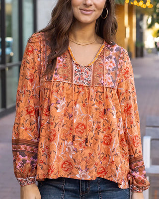 PRELAUNCH Grace & Lace | Boho Peasant Top | Apricot Floral