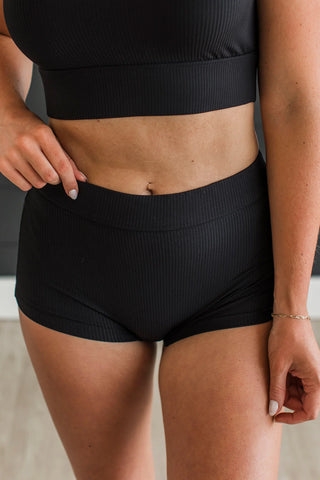 *NEW* Coastal Cutie | Ribbed Swim SHORTS | Black