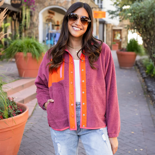 PRELAUNCH Grace & Lace | Colourblock Fleece Jacket | Berry & Orange