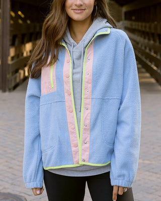 PRELAUNCH Grace & Lace | Colourblock Fleece Jacket | Blue & Blush