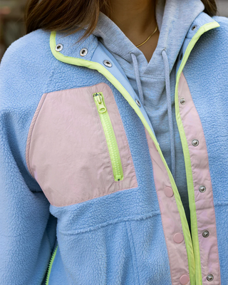 PRELAUNCH Grace & Lace | Colourblock Fleece Jacket | Blue & Blush