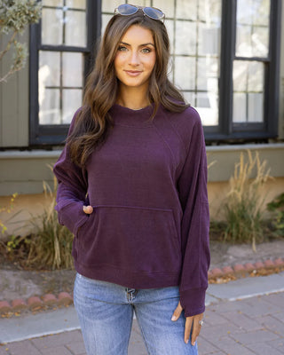 Grace & Lace | Corded Pullover Hoodie | Aubergine