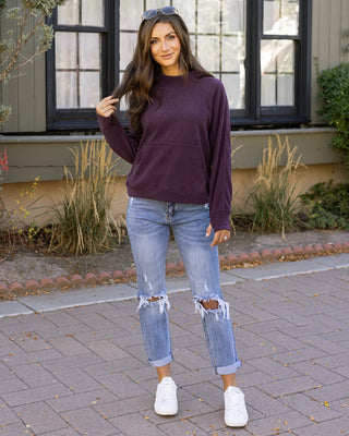 Grace & Lace | Corded Pullover Hoodie | Aubergine