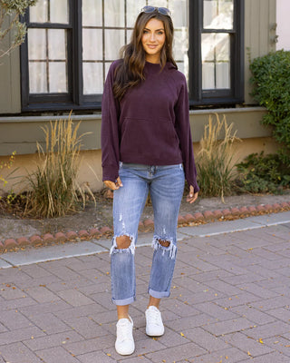 Grace & Lace | Corded Pullover Hoodie | Aubergine