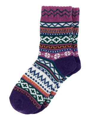 Grace & Lace | Knit Cozy Crew Socks | Purple Alpine