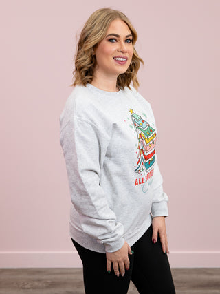 All Booked For Christmas Sweatshirt | Ash