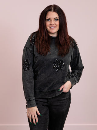 *NEW* Elsa Sequin Snowflake Top | Black