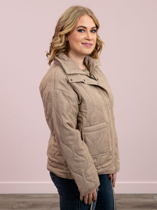 Hello Gorgeous Quilted Puffer Jacket | Taupe