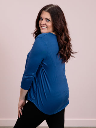 *FINAL SALE* Crisp & Classic 3/4 Sleeve Top | Denim Blue