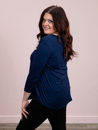 *FINAL SALE* Crisp & Classic 3/4 Sleeve Top | Navy