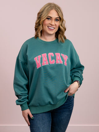 Vacay Pullover | Teal & Pink