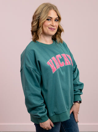 Vacay Pullover | Teal & Pink