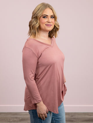 **FINAL SALE* Crisp & Classic 3/4 Sleeve Top | Mauve