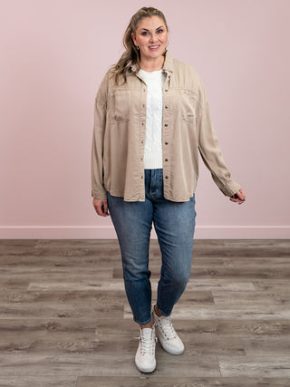 *NEW* Risen | Frankie Oversized Tencel Shirt | Taupe