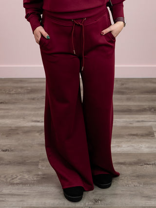 RD Style | Erika Soft Knit Drawstring Pants | Oxblood