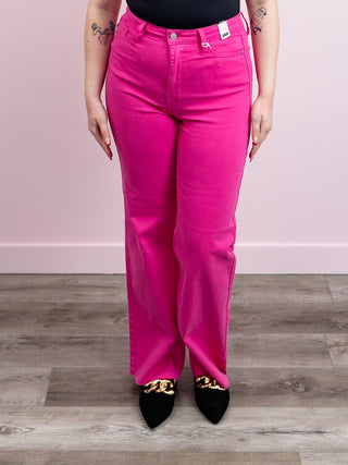 *FINAL SALE* Judy Blue | High Rise | HOT PINK 90's Straight LONG| Chuck