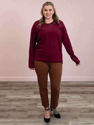 *NEW* Shirley Tara V-Neck Top | Maroon