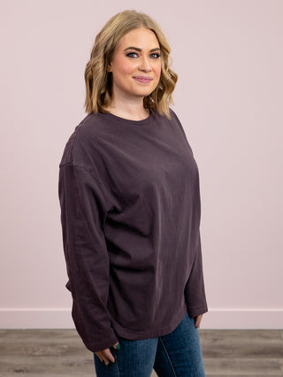 Stay Home Essential Long Sleeve Top | Dark Plum