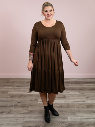 *FINAL SALE* Dreamy Days Tiered Midi Dress | Brown