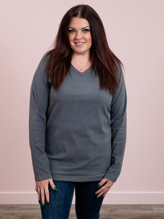 Shirley Tara V-Neck Top | Grey