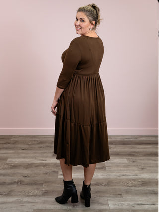 *FINAL SALE* Dreamy Days Tiered Midi Dress | Brown