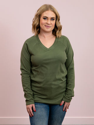 *NEW* Shirley Tara V-Neck Top | Olive