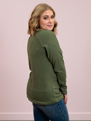 Shirley Tara V-Neck Top | Olive