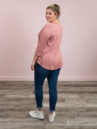 **FINAL SALE* Crisp & Classic 3/4 Sleeve Top | Mauve