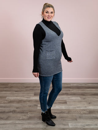 Pina Long Knit Vest | Charcoal