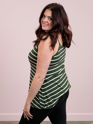 *FINAL SALE* JoJo Stripe Reversible Cami | Army Green & Ivory