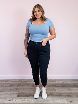 *FINAL SALE* Second Skin | Stacy SHORT SLEEVE Top | Blue Shadow