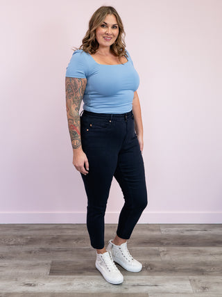 *FINAL SALE* Second Skin | Stacy SHORT SLEEVE Top | Blue Shadow