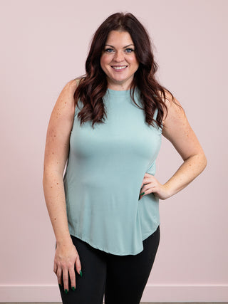 *FINAL SALE* Monica Luxe Tank | Dusty Green