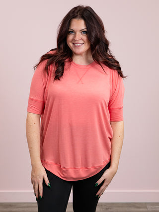 *DOOR CRASHERS* Melissa SHORT Sleeve Sweatshirt | Coral