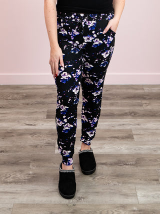 *DOOR CRASHERS* Lux Joggers | Vivid Purple Floral