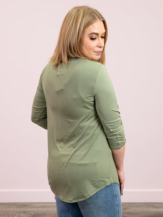 *FINAL SALE* Crisp & Classic 3/4 Sleeve Top | Sage