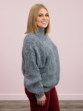 Chilly Oversized Highneck Sweater | Heather Grey