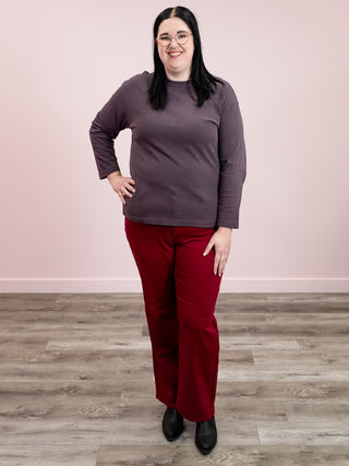 Stay Home Essential Long Sleeve Top | Dark Plum