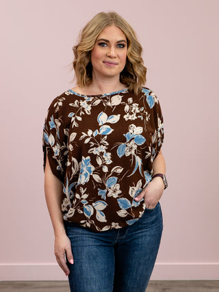 *NEW* Clear The Air Floral Dolman Top | Brown