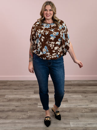 *NEW* Clear The Air Floral Dolman Top | Brown