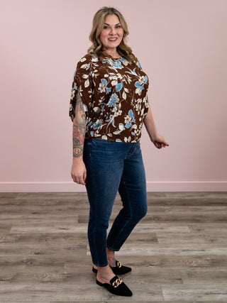 *NEW* Clear The Air Floral Dolman Top | Brown