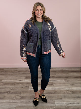 Above & Beyond Quilted Knit Jacket | Antique Navy