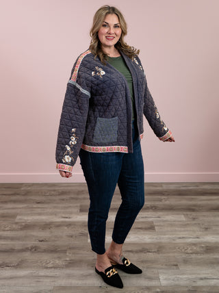 Above & Beyond Quilted Knit Jacket | Antique Navy