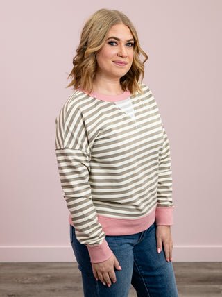 *NEW* Simply The Best Color Block Stripe Top | Taupe & Pink