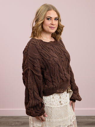 *NEW* Alive Cable Knit Sweater | Chocolate