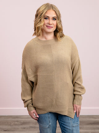 Shifted Chic Asymmetrical Knit Sweater | Taupe