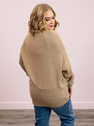 Shifted Chic Asymmetrical Knit Sweater | Taupe